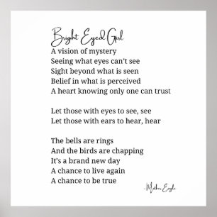 Poster Bright Eyed Girl Inspirational Poem Wall Art
