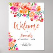 Poster Bright Floral Gras Peint À La Main Accueil Graduat (Devant)