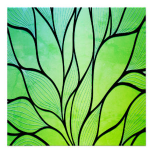 Poster Bright Green Hues Creative Leave Motif