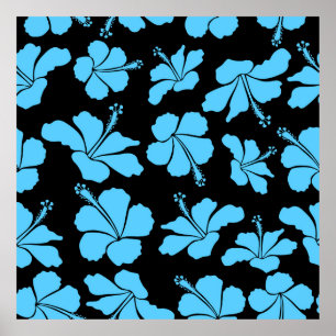 Poster Bright hawaiian sans couture motif avec hippocampe