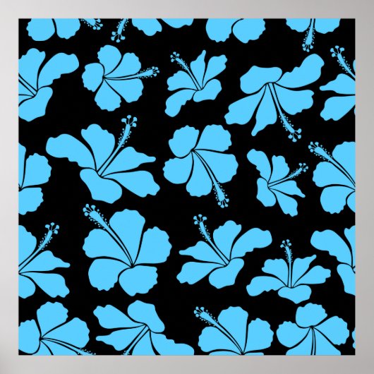 Poster Bright hawaiian sans couture motif avec hippocampe (Devant)