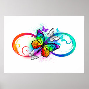 Poster Bright infinity with rainbow butterfly