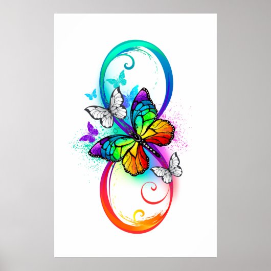 Poster Bright infinity with rainbow butterfly (Devant)