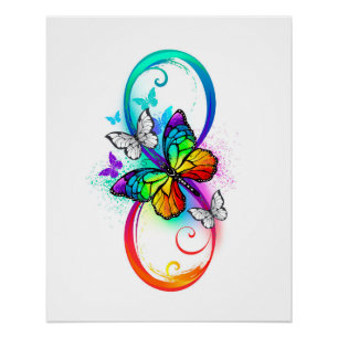 Poster Bright infinity with rainbow butterfly