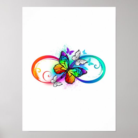 Poster Bright infinity with rainbow butterfly (Devant)