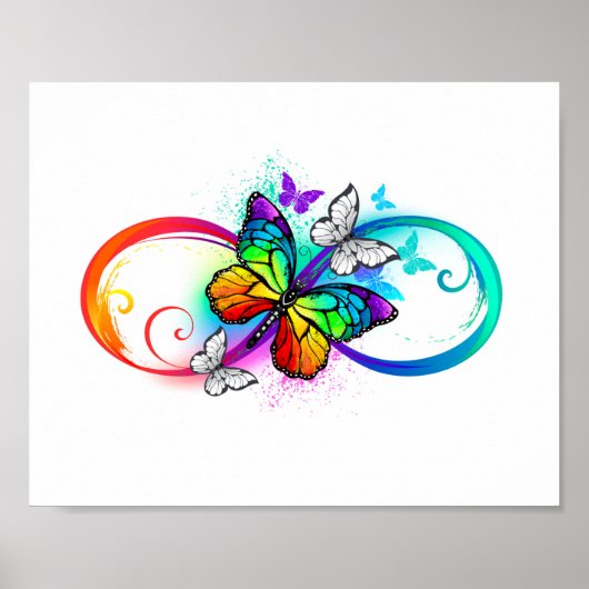 Poster Bright infinity with rainbow butterfly (Devant)