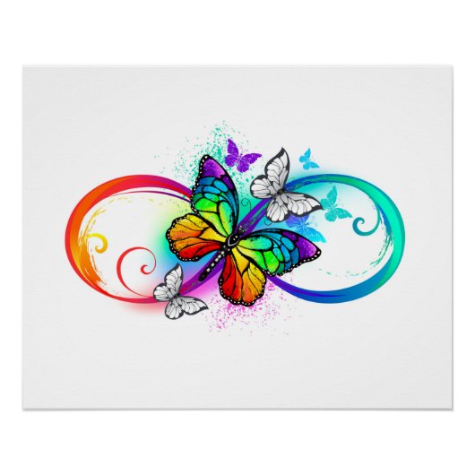 Poster Bright infinity with rainbow butterfly (Devant)