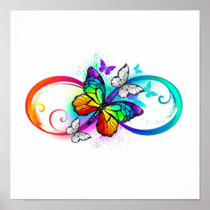Poster Bright infinity with rainbow butterfly