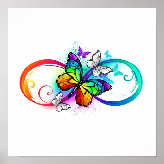Poster Bright infinity with rainbow butterfly (Devant)