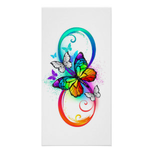 Poster Bright infinity with rainbow butterfly