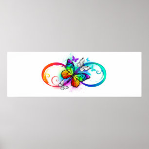 Poster Bright infinity with rainbow butterfly
