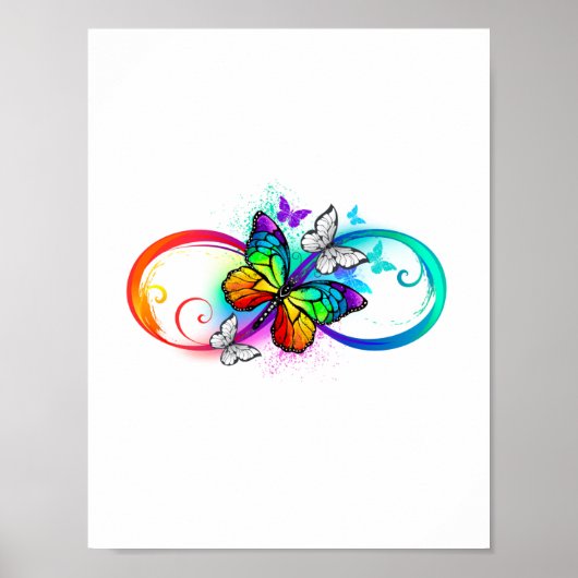 Poster Bright infinity with rainbow butterfly (Devant)