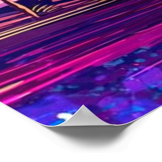 Poster Bright Neon Rolling Wave With Palm Trees (Coin)