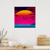 Poster Bright Neon Sunrise to Sunset Sun and a Butterfly (Cuisine)