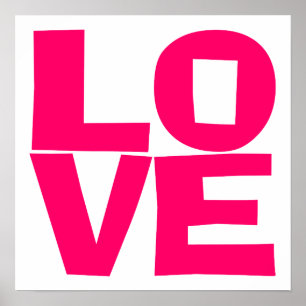 Poster Bright Pink Block Typographie Aimer