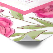 Poster Bright Pink Rose Wedding Seating Chart (Coin)