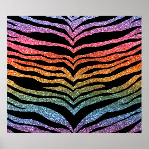 Poster Bright rainbow glitter tiger stripes