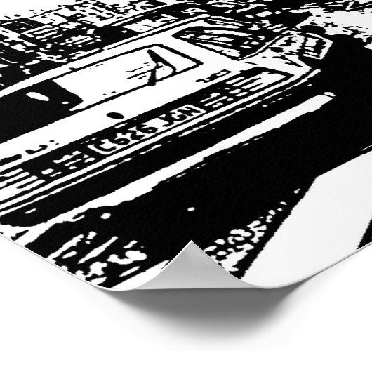 Poster Bright Red Bus à Londres (Coin)