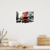 Poster Bright Red Bus à Londres (Cuisine)