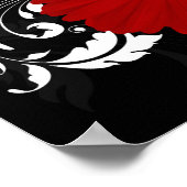 Poster Bright Red Gerbera Daisy on Black (Coin)