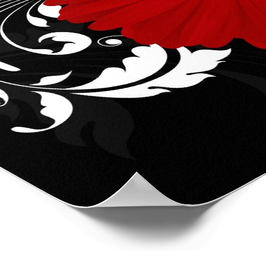 Poster Bright Red Gerbera Daisy on Black (Coin)