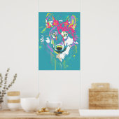 Poster Bright rose turquoise moderne artistique audacieux (Cuisine)