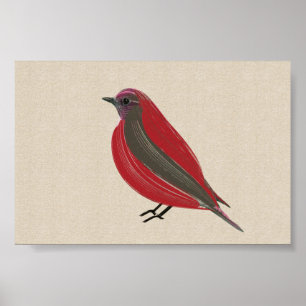 Poster Bright Tropical Bird Red Tanager sur toile en lin
