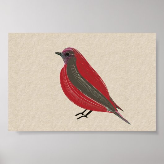 Poster Bright Tropical Bird Red Tanager sur toile en lin (Devant)