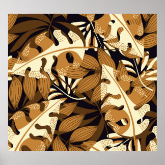 Poster Bright Tropical Feuilles Dark Motif