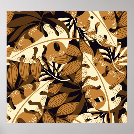 Poster Bright Tropical Feuilles Dark Motif (Devant)