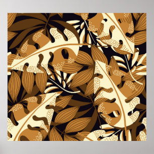 Poster Bright Tropical Feuilles Dark Motif