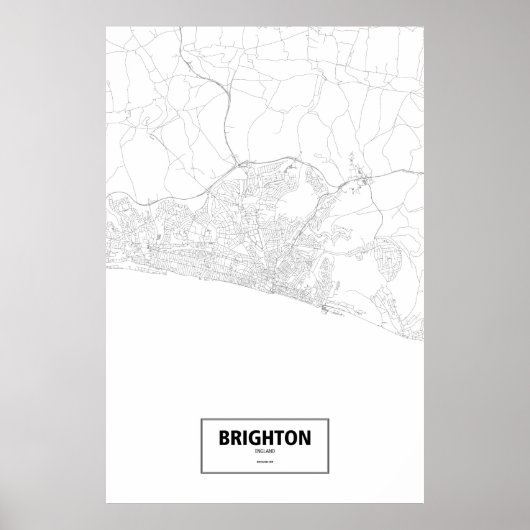 Poster Brighton, Angleterre (noir sur blanc) (Devant)