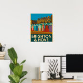 Poster Brighton Beach Huts - Imprimer de bord de mer colo (Bureau à domicile)