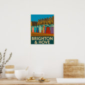 Poster Brighton Beach Huts - Imprimer de bord de mer colo (Cuisine)