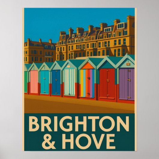 Poster Brighton Beach Huts - Imprimer de bord de mer colo (Devant)