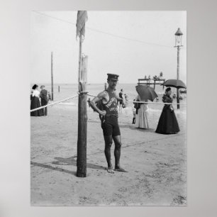 Poster Brighton Beach Life Guard, 1906. Photo vintage