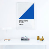 Poster Brighton Seagull bleu et blanc - Bordure blanche