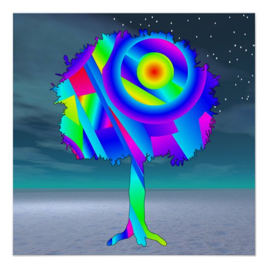 Poster brillant Arbre Arc-en-ciel (Devant)