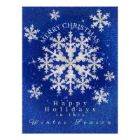 Poster brillant blanc bleu des lacs de neige