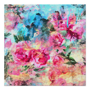 Poster brillant des fleurs d'aquarelle
