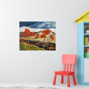 Poster Brillant et Joyeux, Paysage avec Fleurs,