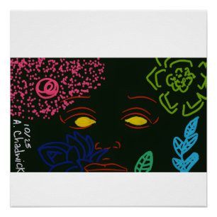 Poster brillant Fleur Visage