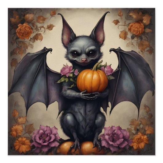 Poster brillant Halloween Bat hb2 (Devant)