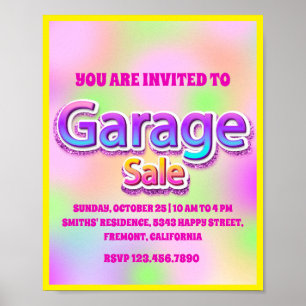 Poster Brillez avec la Vente de Garage et de Cour Rose