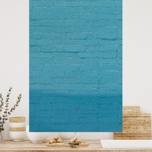 POSTER BRIQUES DE MUR BLEU (Cuisine)