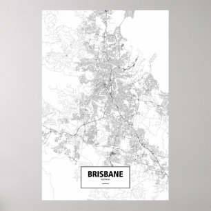 Poster Brisbane, Australie (noir sur blanc)