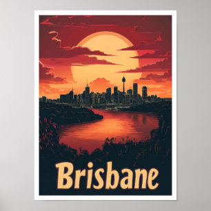Poster Brisbane Australie Vintage voyage d'art
