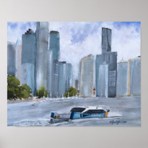 POSTER BRISBANE, QLD, AUSTRALIE, AQUARELLE