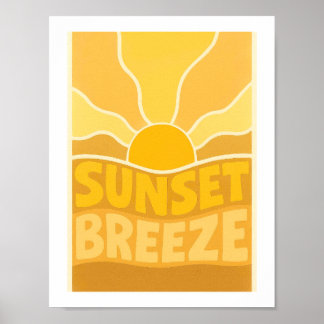 Poster Brise de coucher de soleil Rétro Typographique Côt