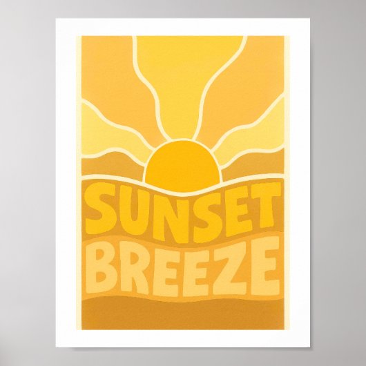 Poster Brise de coucher de soleil Rétro Typographique Côt (Devant)
